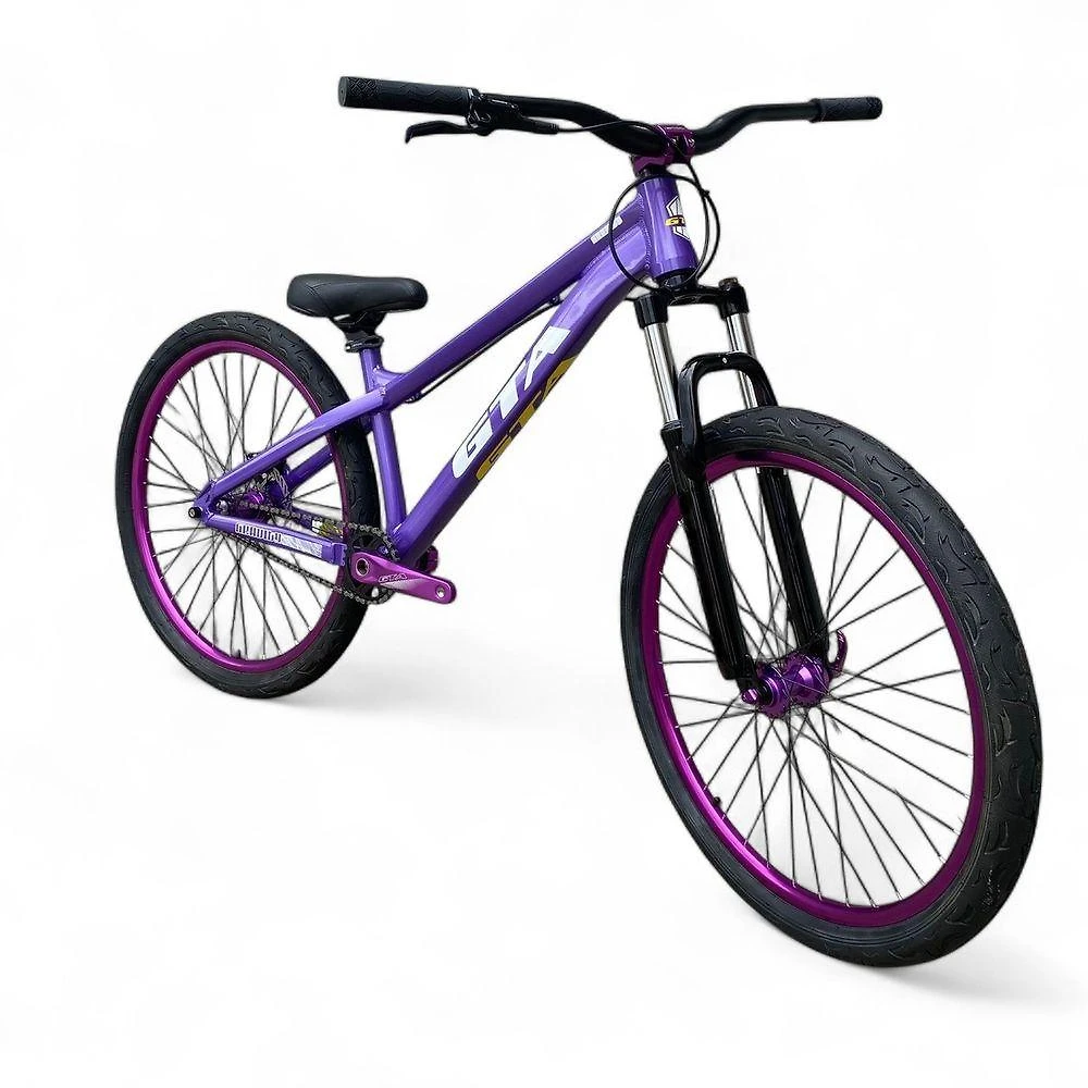 Bicicleta Aro 26 Freeride Gta Gravity Freio Hidráulico Shimano Cubo K7 Barulhento Garfo C-trava Pneu Flame - Roxo