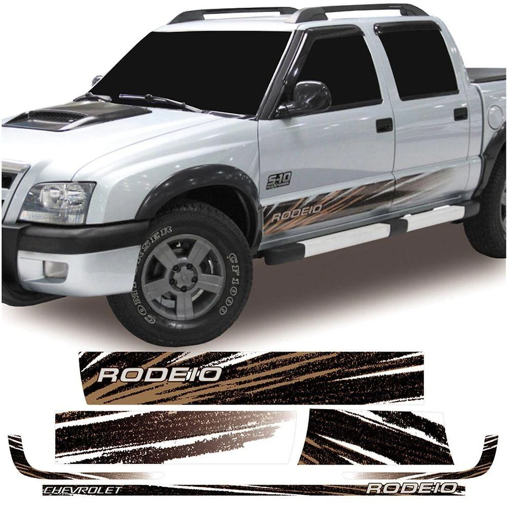 Kit Faixa S10 Rodeio 2011 Adesivo Lateral Modelo Original Cor Preto