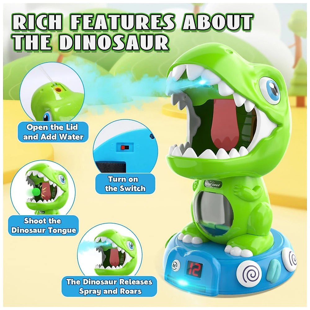 EagleStone Dinossauro de Tiro Controlado por Controle Remoto com Luzes, Sons e Placar Automático - Brinquedo Interativo para Crianças