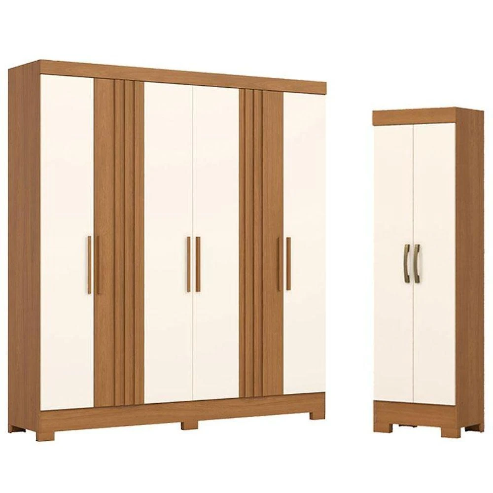 Guarda Roupa 6 Portas 3 Gavetas Francês Cinamomo Off White