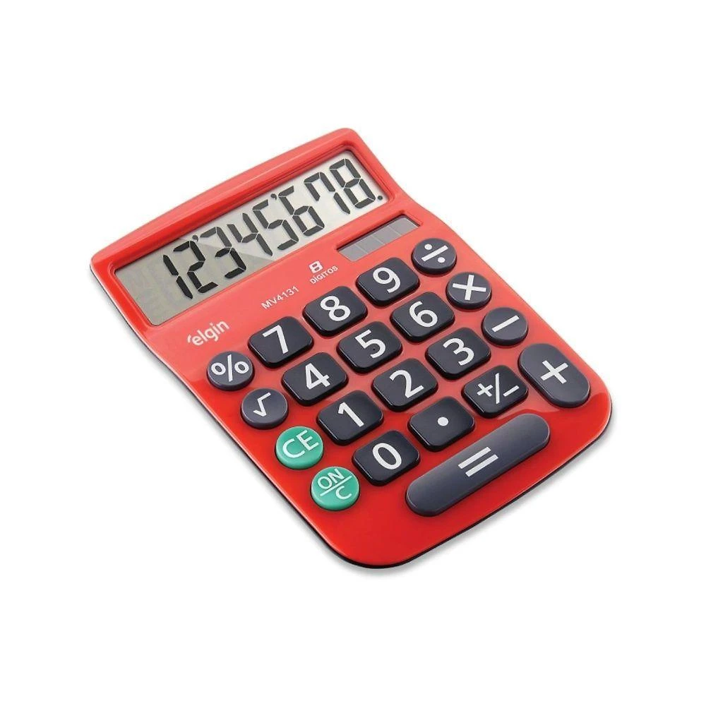 Calculadora de Mesa Elgin MV-4131 8 Dígitos Visor LCD Display Extra Grande Vermelho