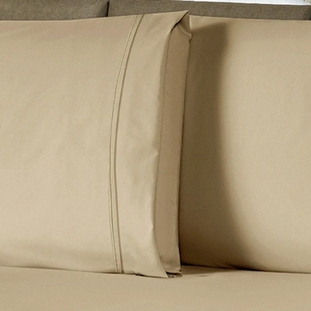 Jogo De Cama Lençol Casal Conforto Percal 300 Fios 3 Peças - Cáqui