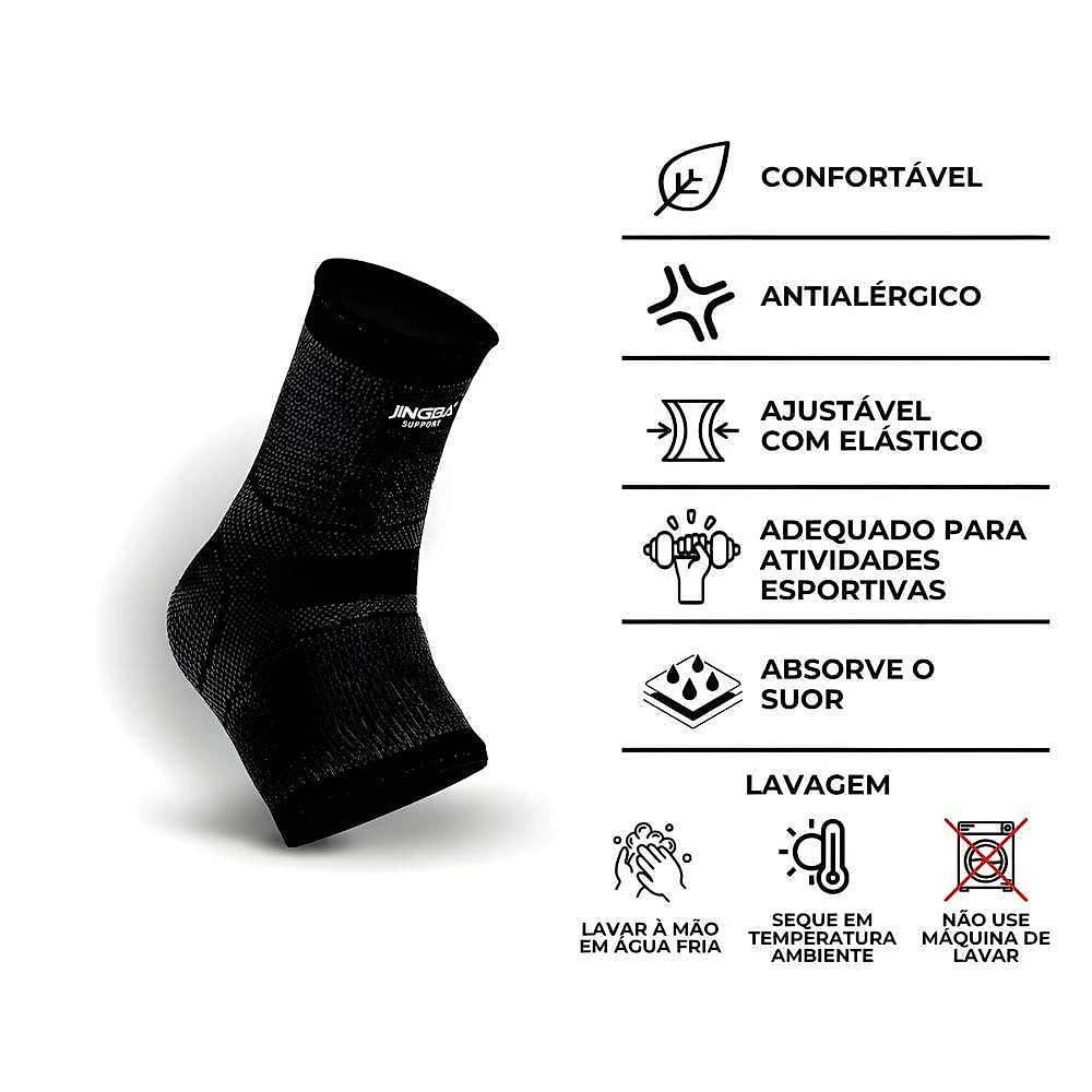 Tornozeleira Ortopédica de Compressão Utimix Estabilizadora Elástica Preto Ajustável