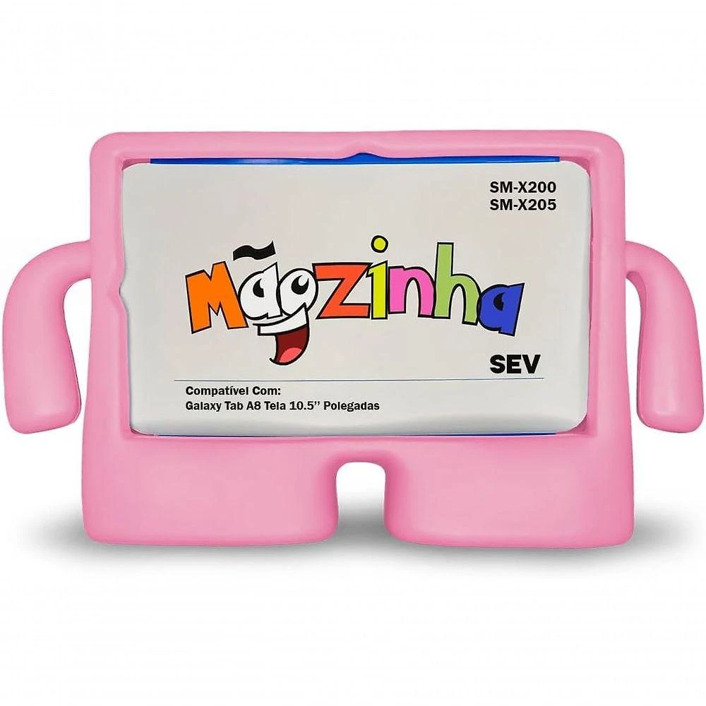 Capa Infantil Com Bracinhos Para Tablet Samsung Galaxy Tab A8 X200 A7 T500 P610 T720 T860 Cor Rosa