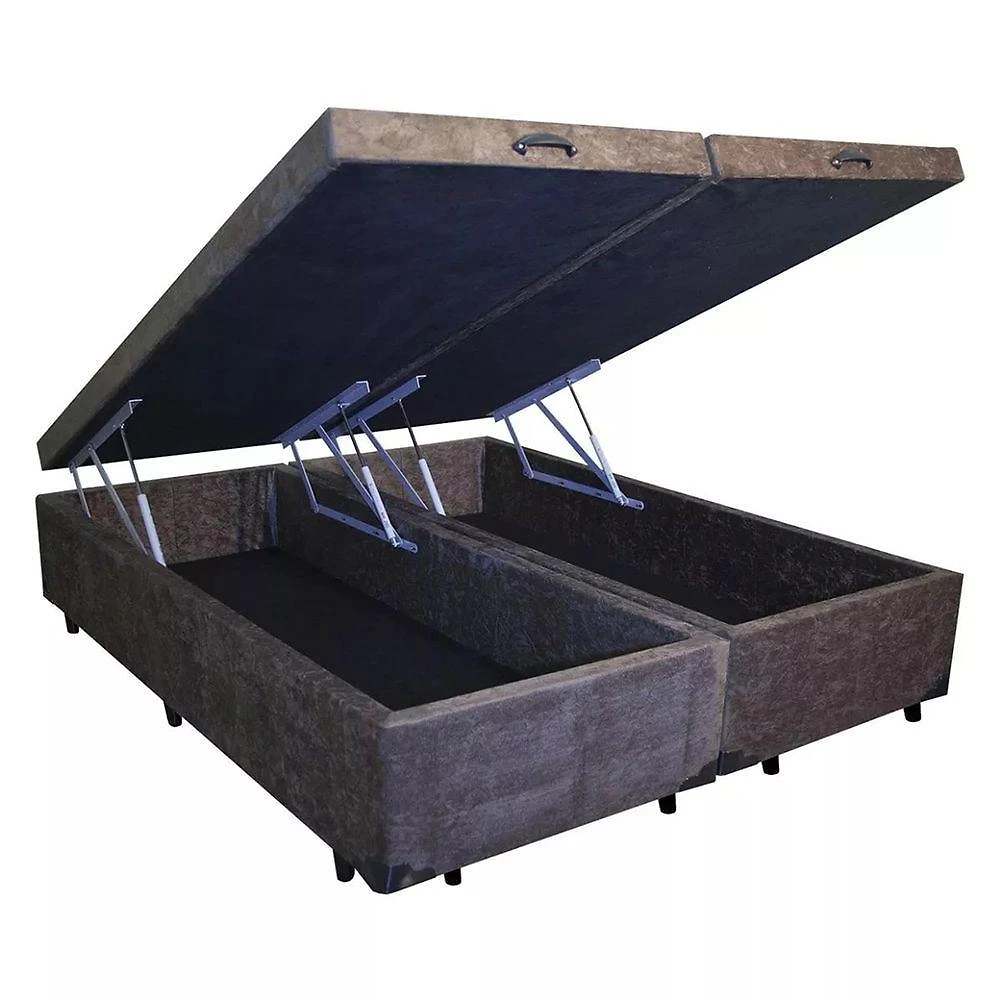 Cama Box com Baú Casal Homequeen Blindado Ortopédico Suede Marrom
