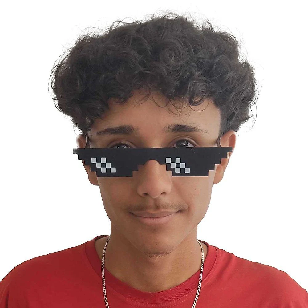 Óculos Meme de Plástico para Festas Design Humorístico Preto Festa Chic