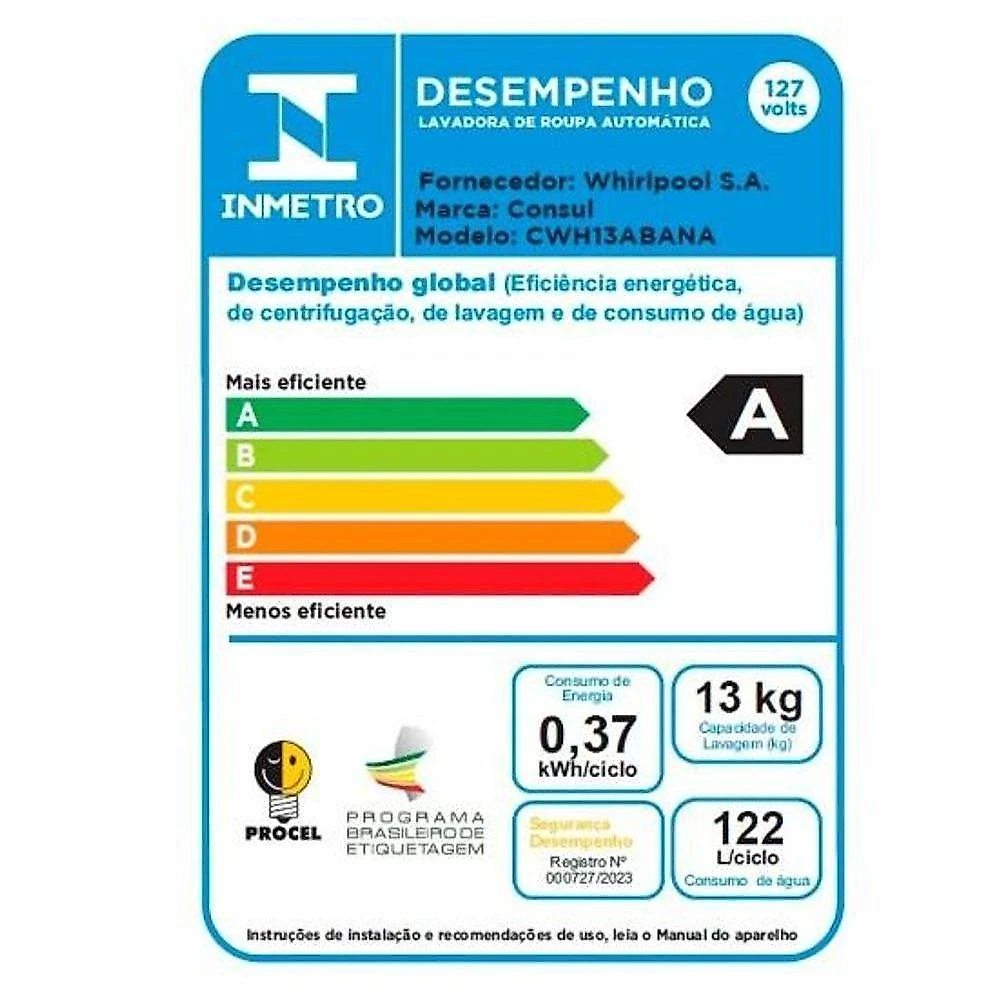 Lavadora De Roupas Consul 13kg CWH13AB Branco 110V