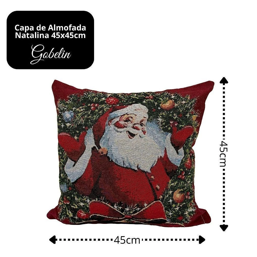 Almofada Decorativa Capa de Almofada Natalina com Enchimento Fibra de Silicone Tecido Gobelin