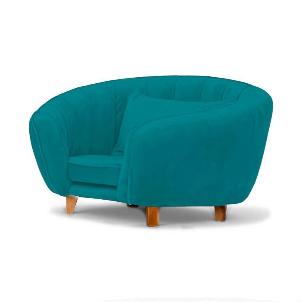 Caminha Mini Poltrona para Pets Loja Sheep Bela para Cães e Gatos em Veludo Azul com Almofadinha