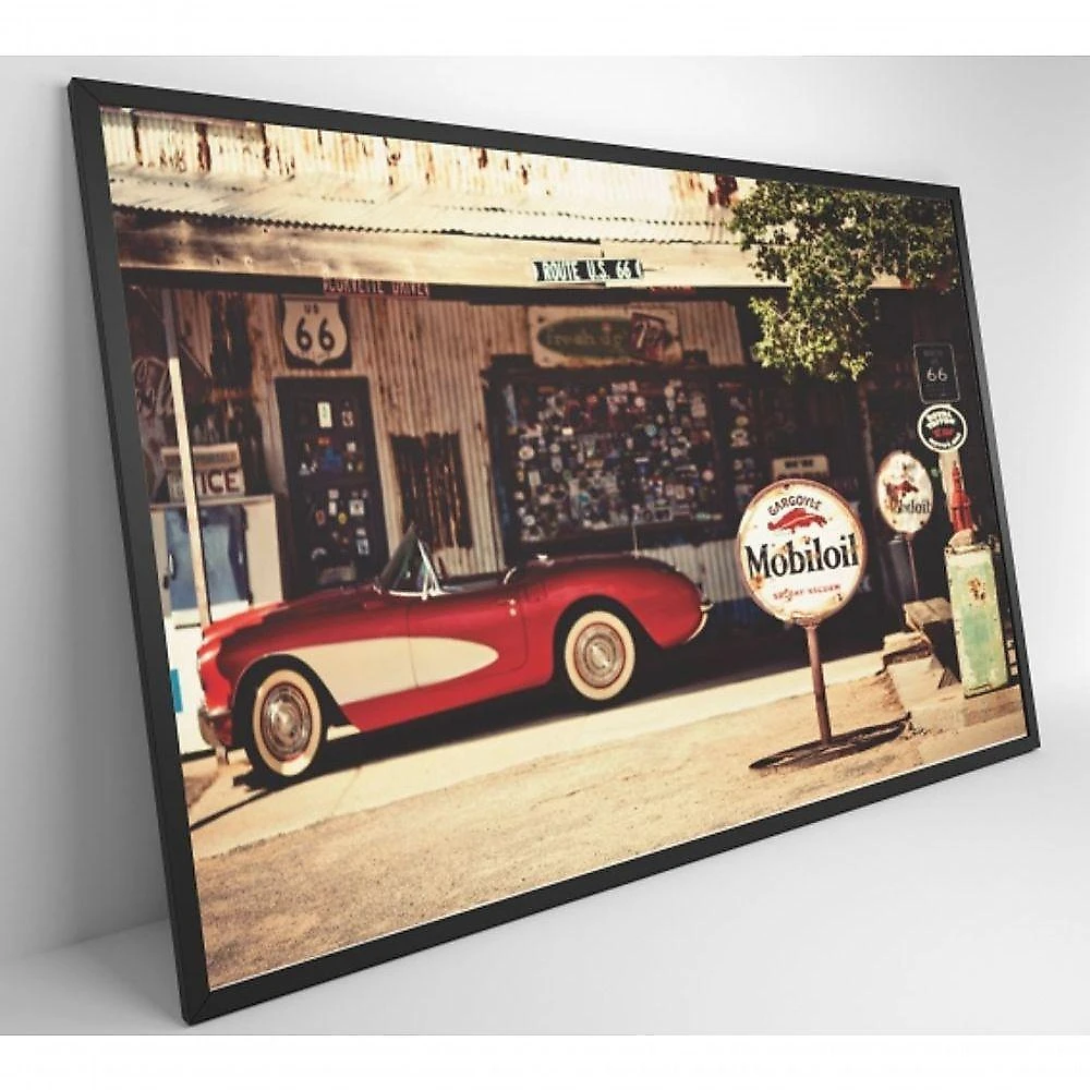 Quadro Carro Clássico Vermelho Medidas 60x40 Cm Impressão Adesivo Fotográfico