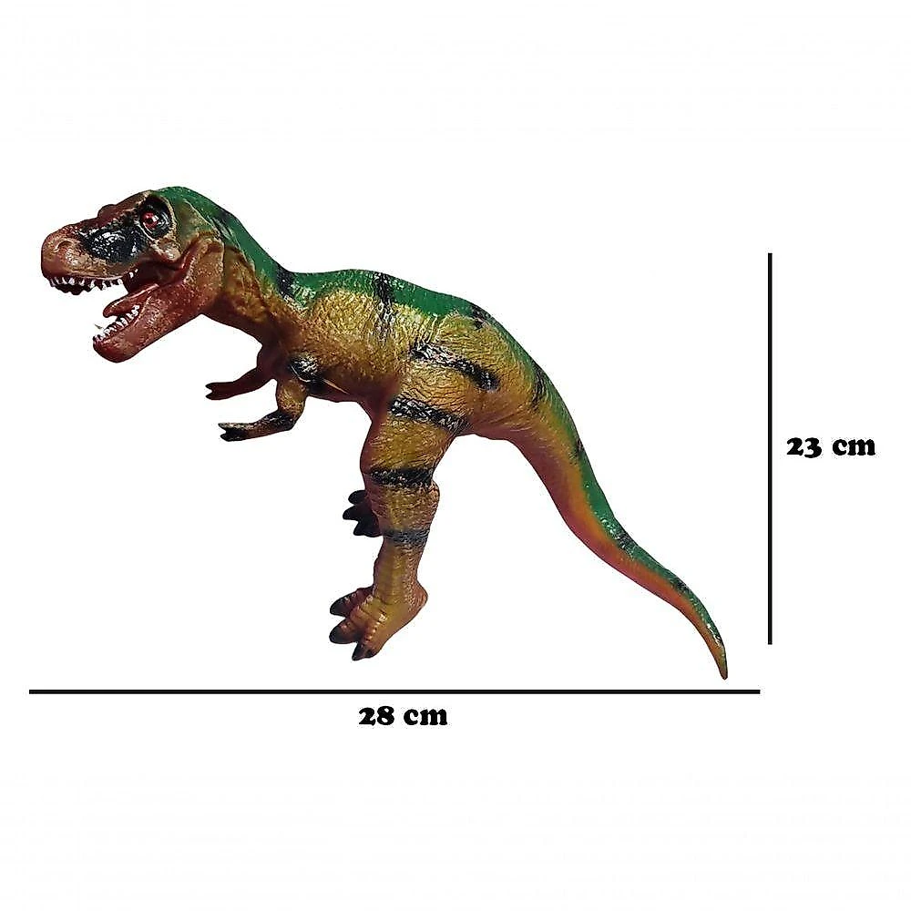 Boneco T-rex Tiranossauro com Som e Luz Marrom JR Toys 28CM