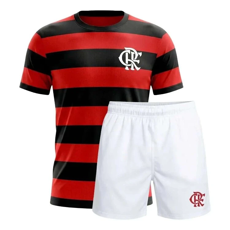 Kit Camisa e Calção Betel Sport Flamengo Home Infantil - P - PTO/VERM