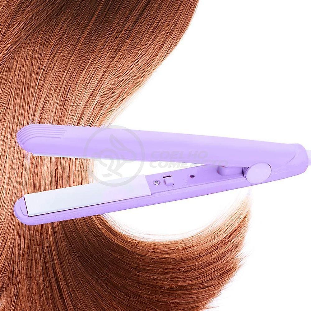 Mini Chapinha Prancha Portátil 17cm Bivolt 110v220v Roxo Bivolt