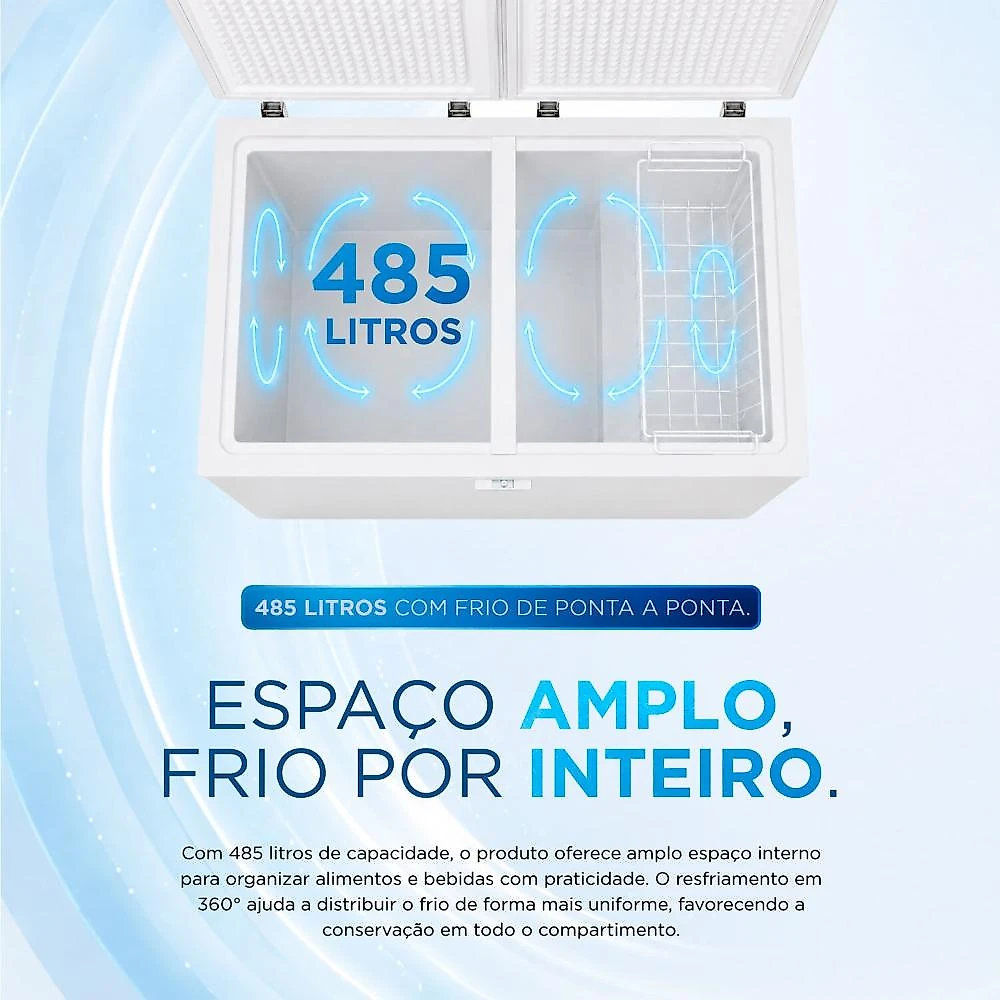 Freezer e Conservador Horizontal EOS 485 Litros Digital Tripla Ação Max Inverter EFH551IDXX Bivolt