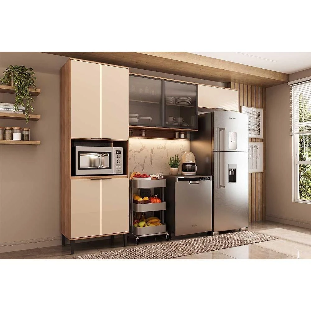 Kit De Cozinha Completa 3 Peças Alpha (2aéreos+1paneleiro) C3p35 Freijo-off White - Carraro