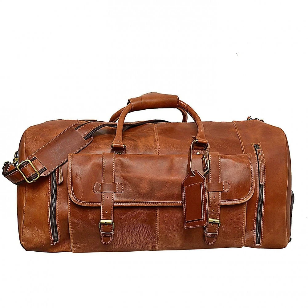 C Cuero Bolsa de Viagem Masculina Clássica de Couro Genuíno 7