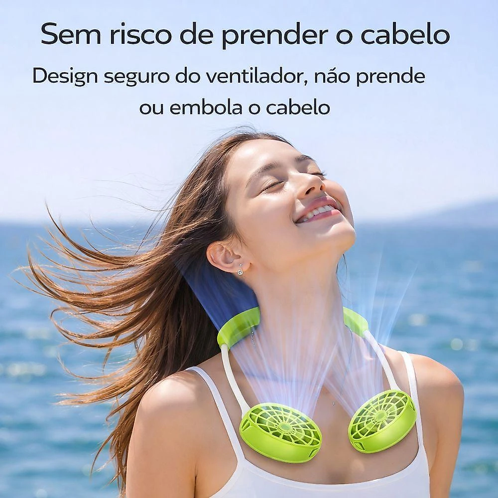 Ventilador de Pescoço Portátil Utimix 3 Velocidades Azul Ventilador de Pescoço Portátil Recarregável