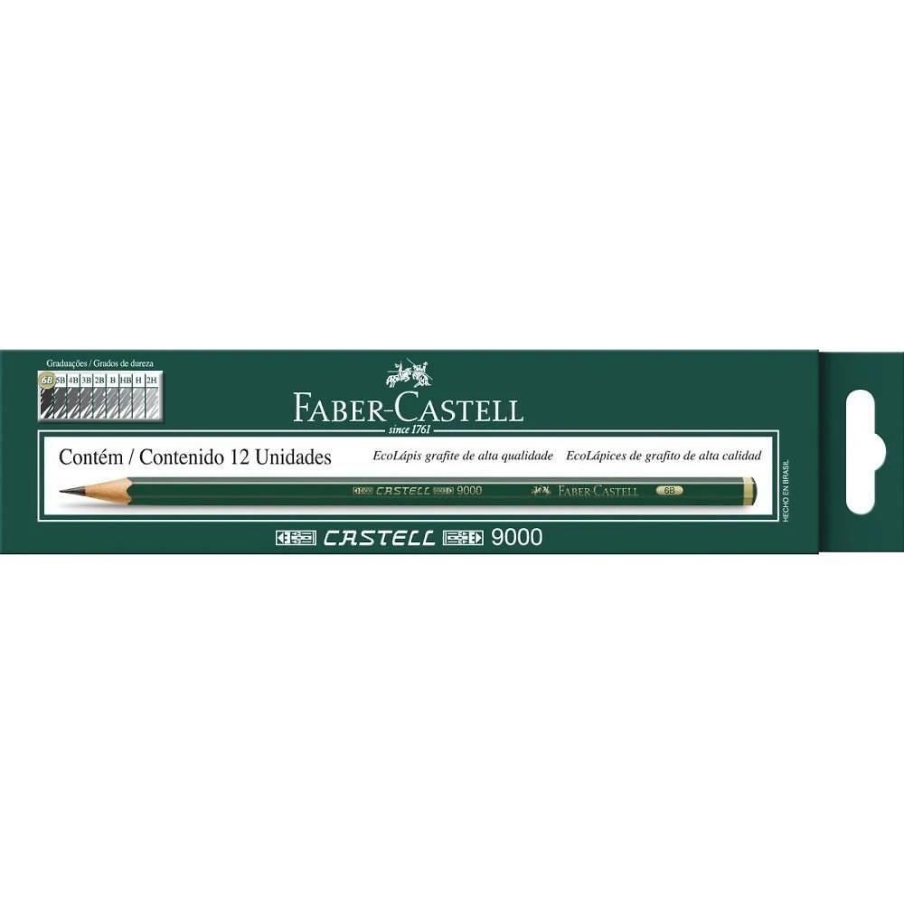 Lápis Técnico Faber-Castell 9000 6B Grafite Sextavado Preto
