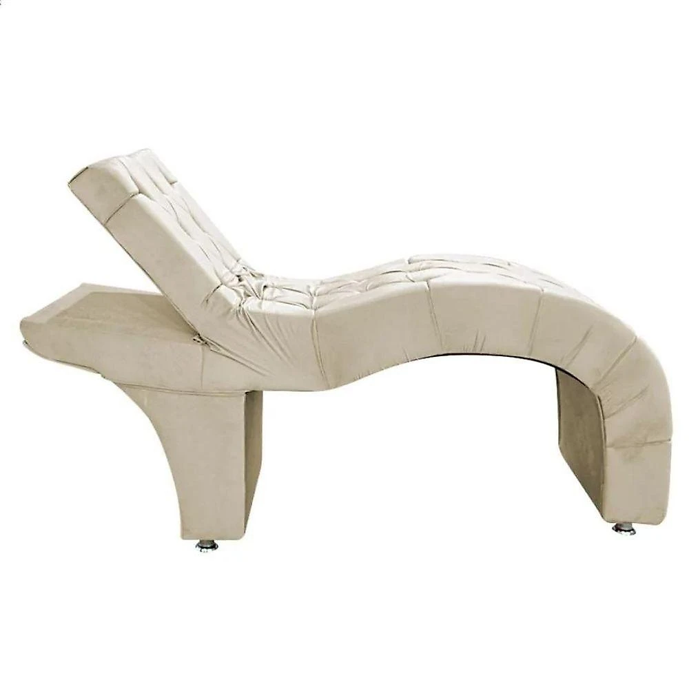 Maca Estética Estofada Reclinável Ergonômica Suede Eliana Cor:bege