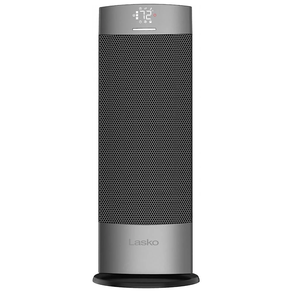 Aquecedor de Torre Lasko Ellipse Prata 46,23 cm 1500W 120 graus ECO 3 Níveis Timer 12h Controle Remoto Modelo CT18951 120V
