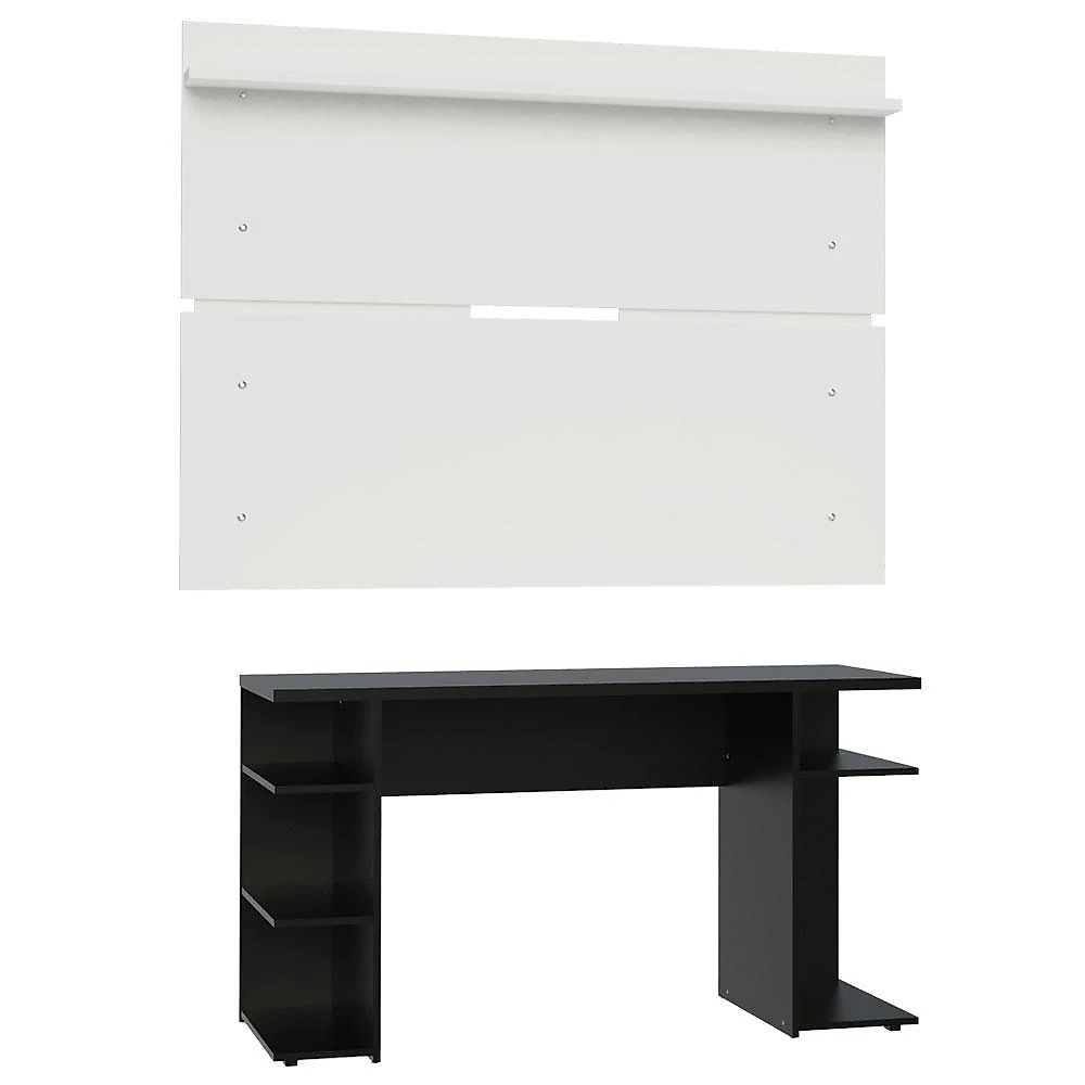 Mesa para computador gamer madesa 9409 e painel para tv até 65 polegadas - preto/branco