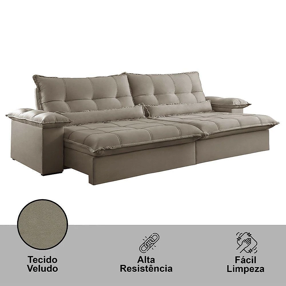 Sofá Vega 02 Módulos De 80cm Br 25cm Meu Sofá Online B002 Veludo Capuccino