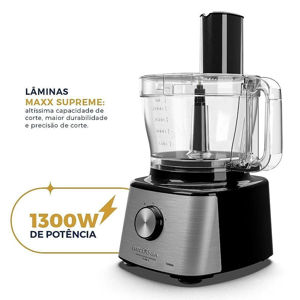 Multiprocessador Britânia BMP2000 5 em 1 2 Velocidades 1300W Preto 110V