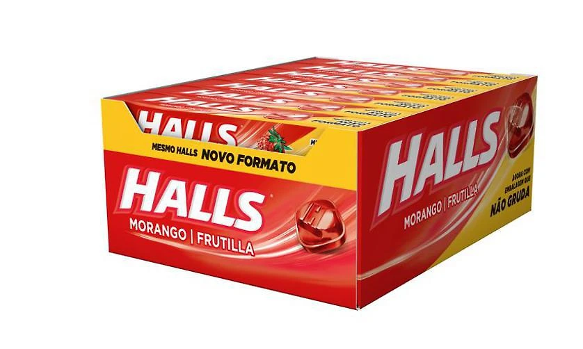Miniatura Display De Halls Morango Novo Formato 21Un - Adms
