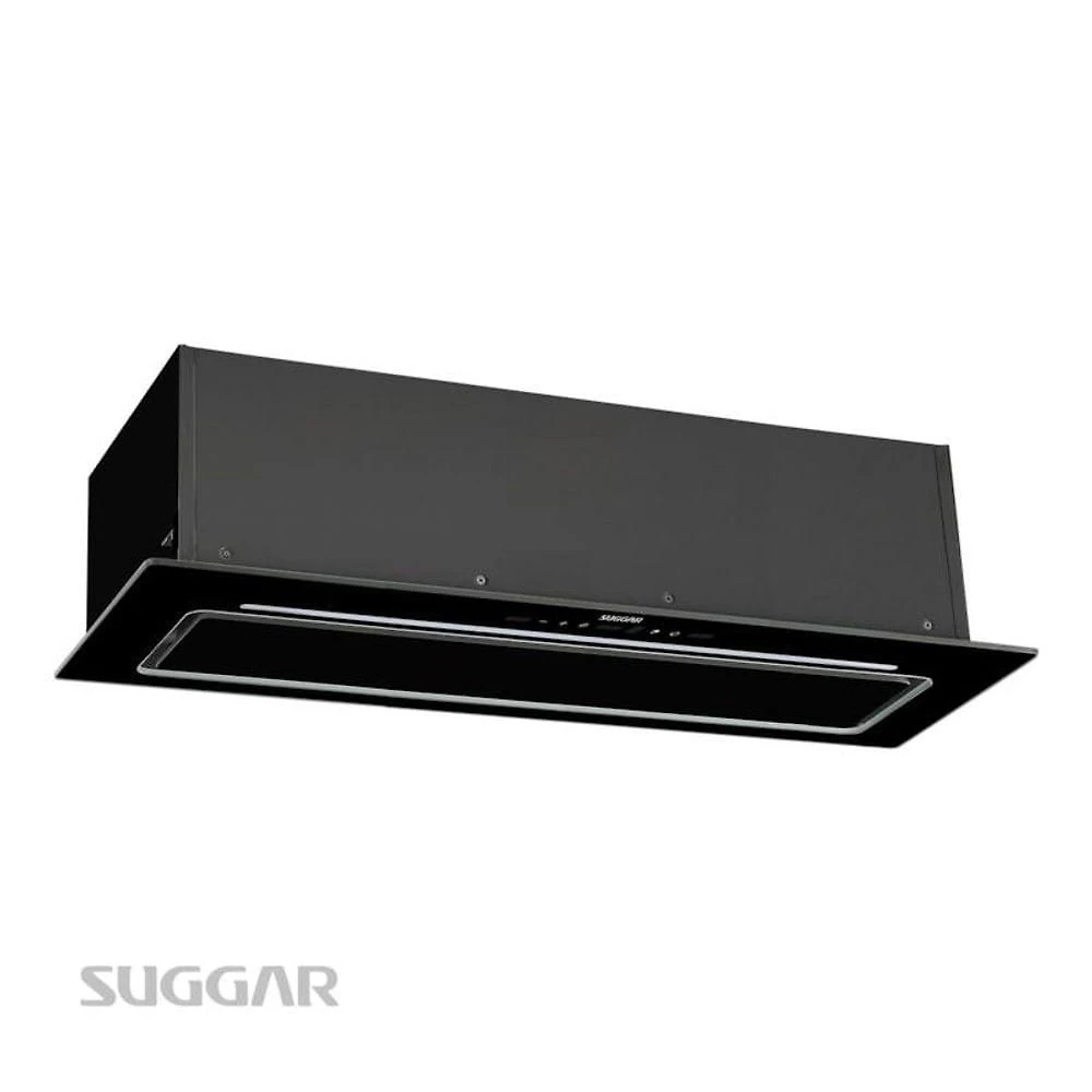 Coifa de Embutir Suggar TP9001PT 90CM Vidro Preto Painel Touch LED 110V