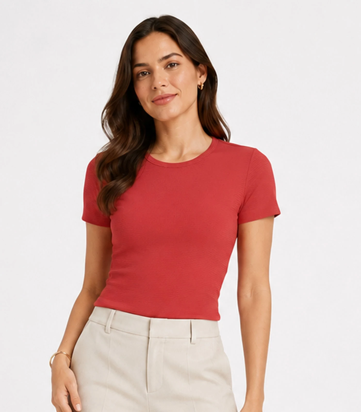 Blusa Feminina Justa Em Malha Classic Infinita Cor Marrom