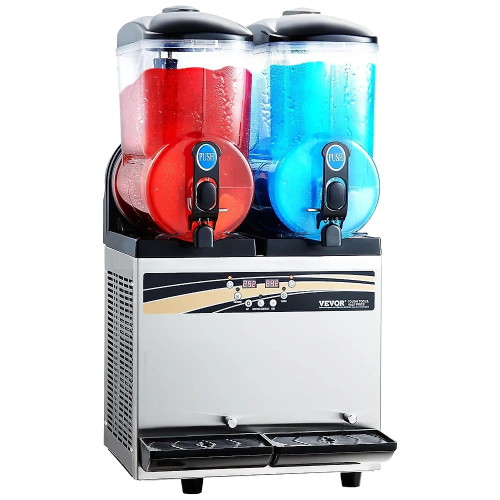Máquina de Bebidas Geladas VEVOR, Duplo Tanque 15 Litros x2 em Aço Inox, Perfeita para Festas e Negócios de Alimentação
