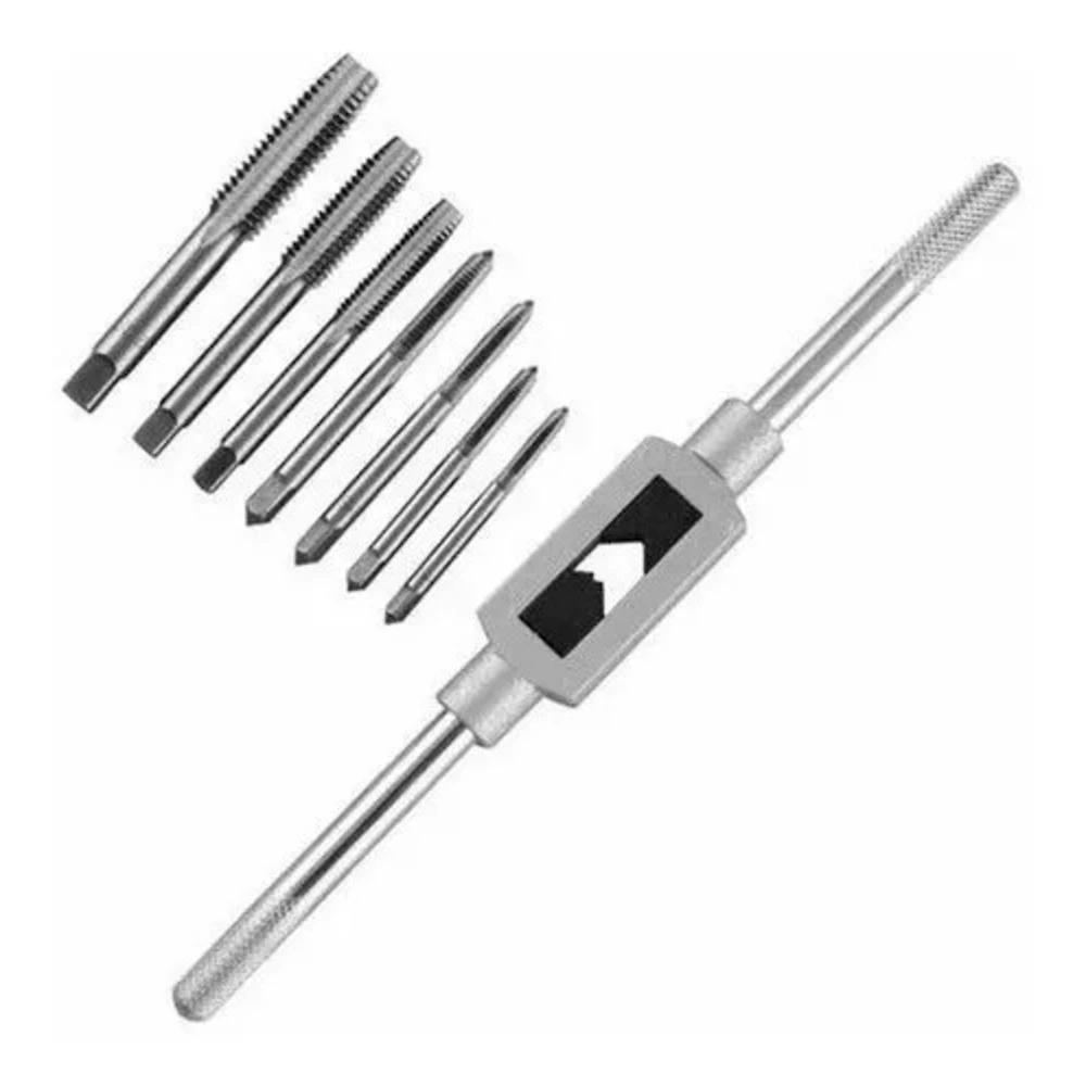 Jogo Tarracha Cossinete Madeira Macho Aluminio Pente Abre Kit Rosca Completo 8 Peças