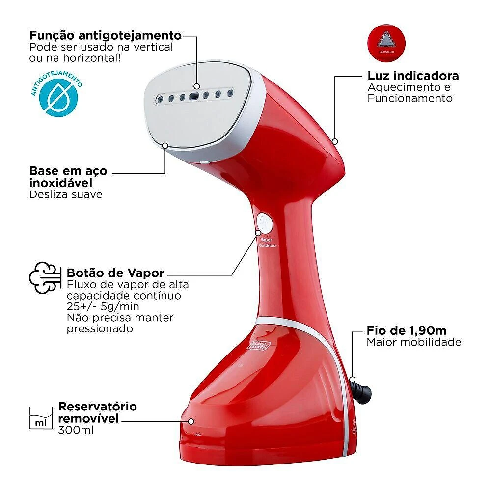 Passadeira a Vapor Portátil Black+Decker BDV2100 - 110V 110 Volts