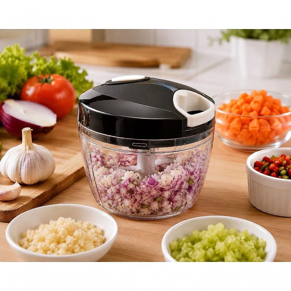Processador de Alimentos Manual Cortador de Legumes Frutas Alho Cebola Preto