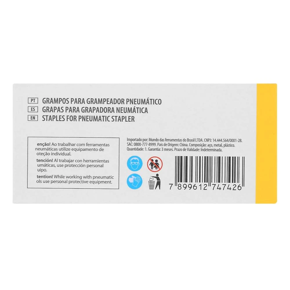 Grampos para grampeador pneumático 14mm 5000 peças denzel