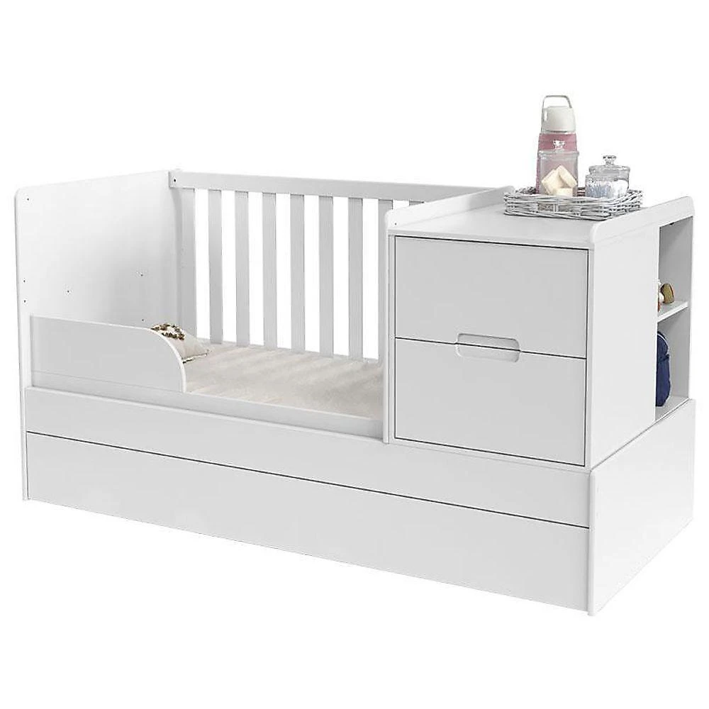 Quarto De Bebê 2 Portas Tutto New Com Berço Multifuncional Formare Branco Acetinado E Colchão - Matic