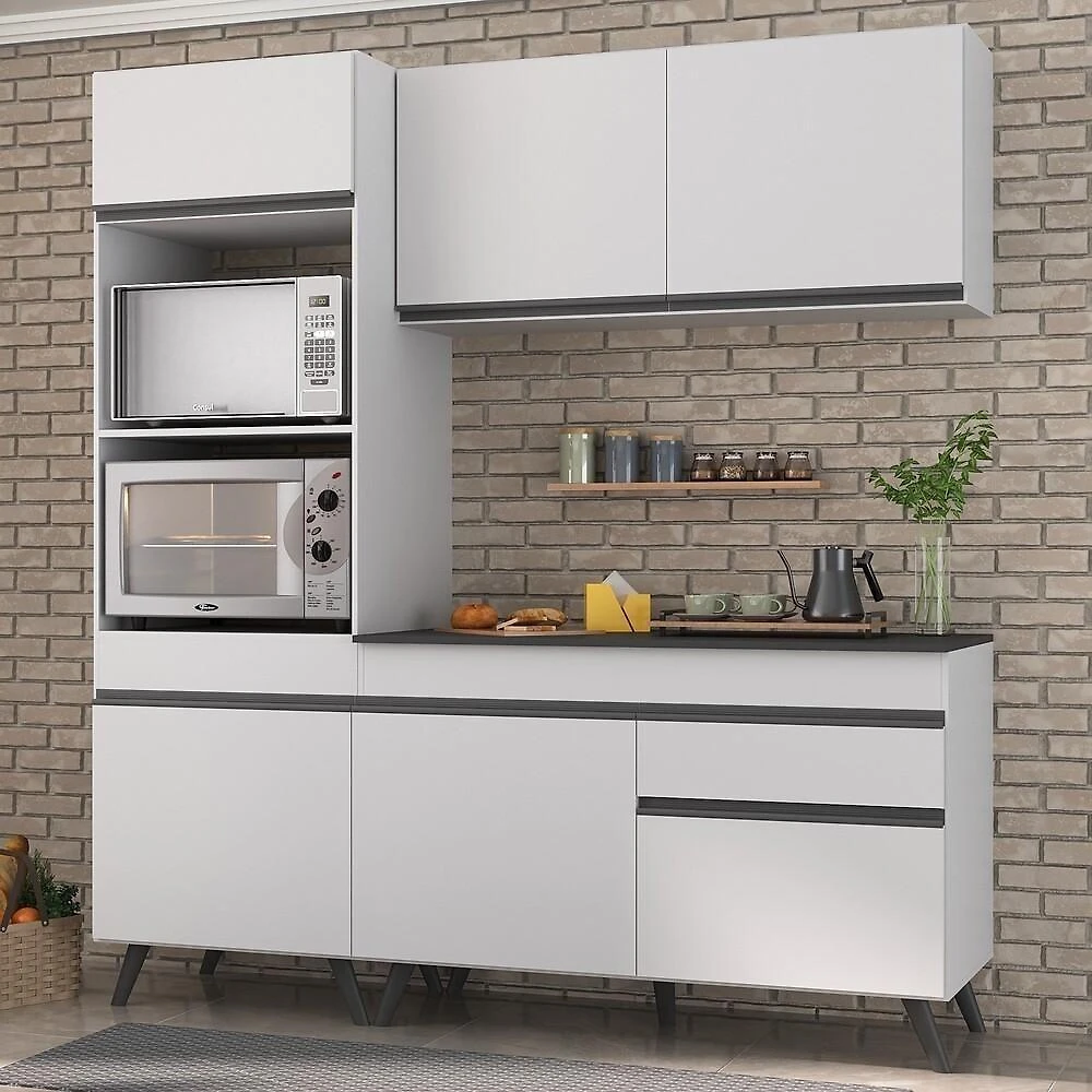 Armário De Cozinha Compacta 3 Peças Mp3694.964 Veneza Multimóveis Branco