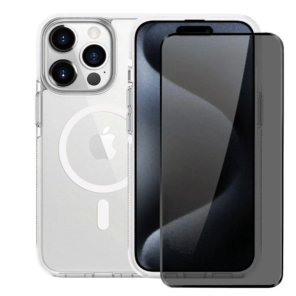 Kit Capa e Película de Privacidade Gshield Anti-slip Magsafe para Iphone 15 Pro Transparente 1