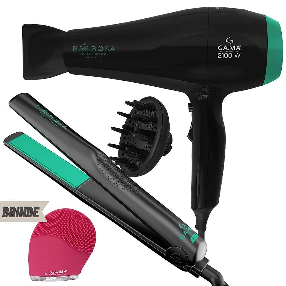 Kit prancha e secador de cabelo babosa  + brinde 220v 220v