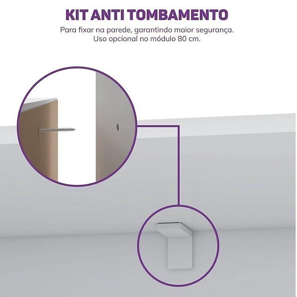Conjunto Dormitório com Cama Montessoriana Casal e Guarda-roupa Modulado com Led Wave Casatema Branco/Natural