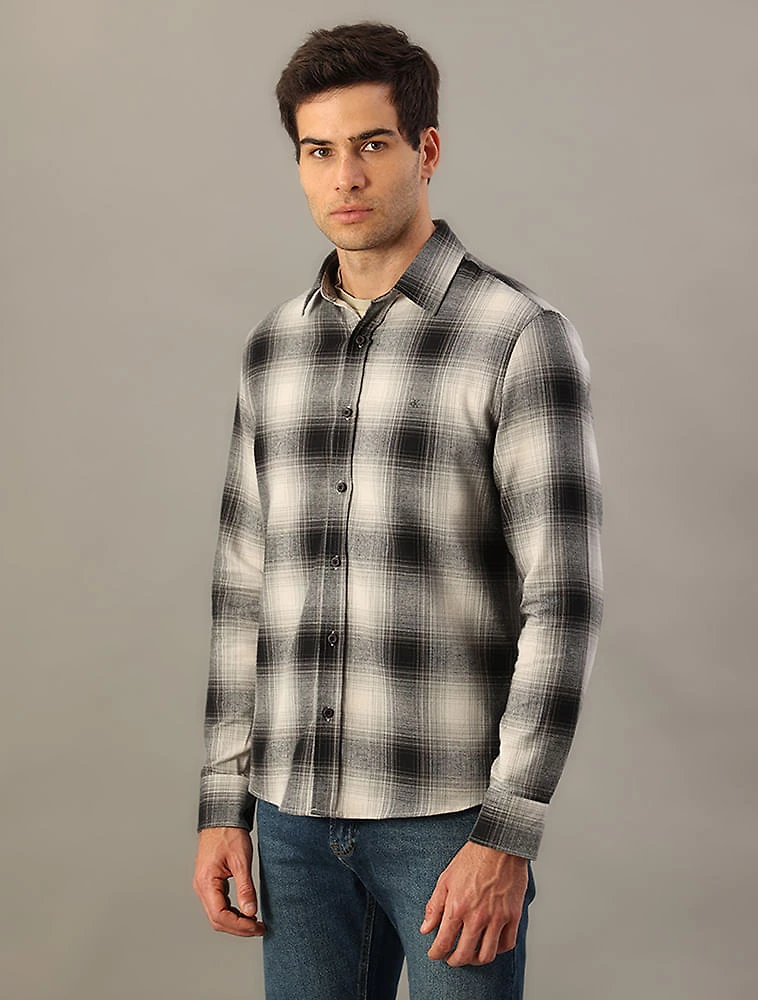 Miniatura Camisa Calvin Klein Jeans Manga Longa Flanela Xadrez - Chumbo Camisa Calvin Klein Jeans Manga Longa Flanela Xadrez Chumbo g