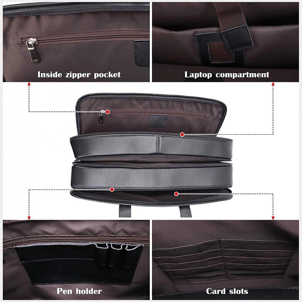 Bolsa Maleta Texbo de Couro Masculina para Laptop , Preta