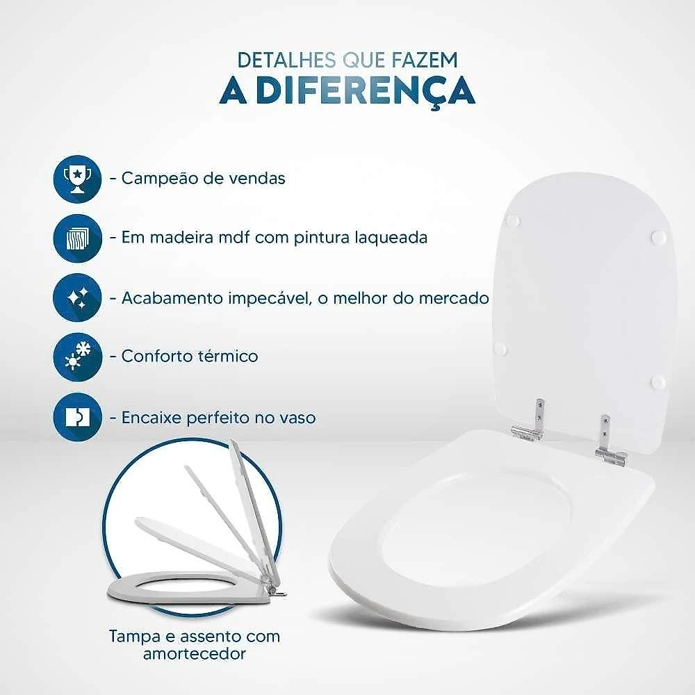 Assento Sanitário Donna Alongado Plástico Fechamento Suave Bege Claro Pontto Lavabo