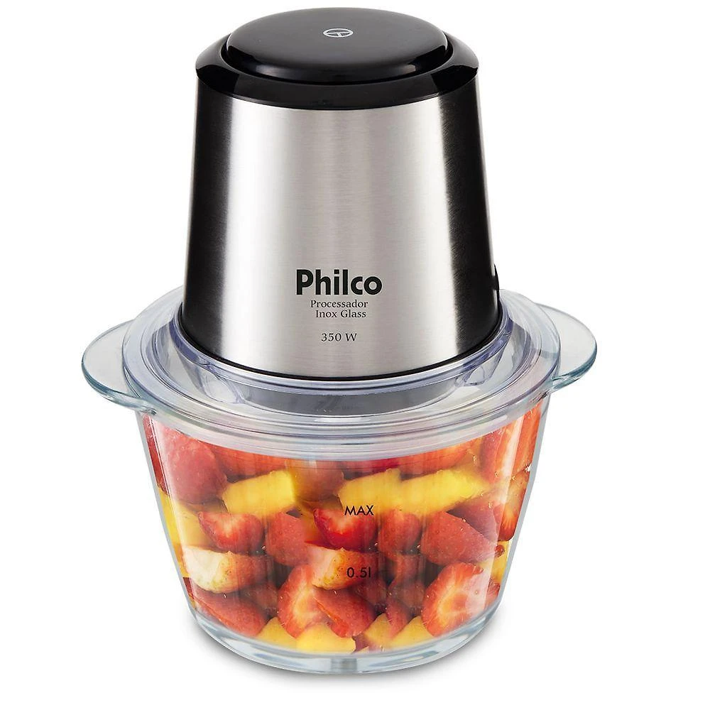 Processador Philco Inox Glass 1,2L 350W Função Pulsar PPS01I 110V