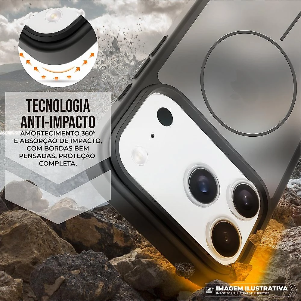 Capa case capinha para Samsung Galaxy A17 - Magsafe Wave Fumê - Preta - Gshield