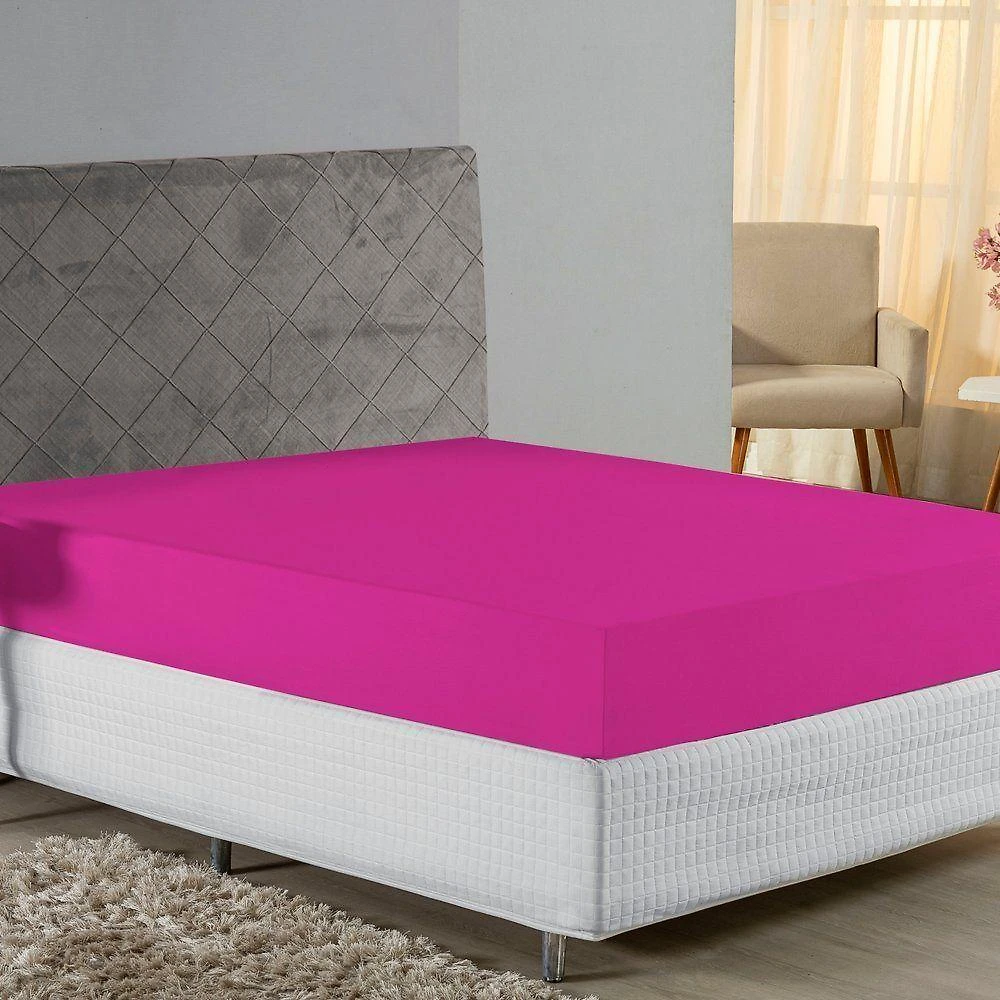 Lençol Com Elástico Queen Nobre 1 Peça 30cm De Altura Malha 100% Algodão - Pink