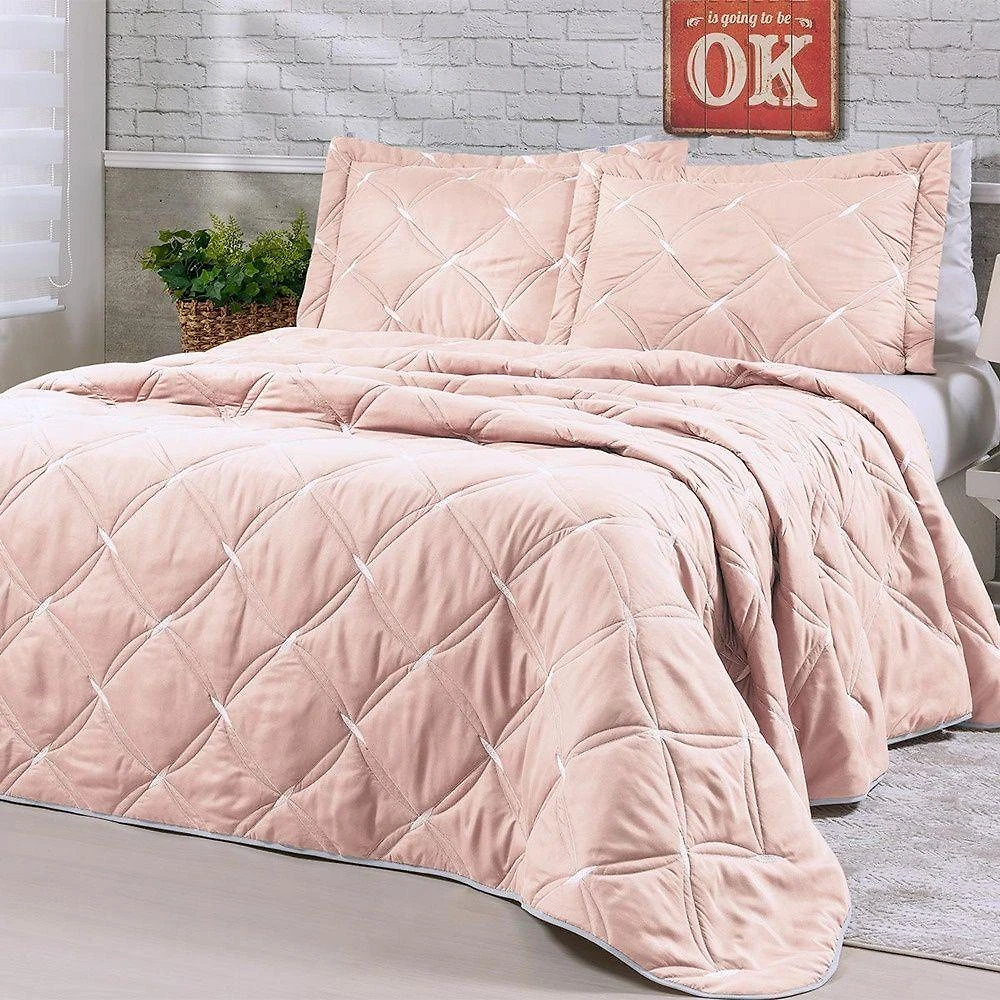 Kit Cobre Leito Unique Queen 3 Peças Hipercal 200 Fios 100% Poliéster - Rose