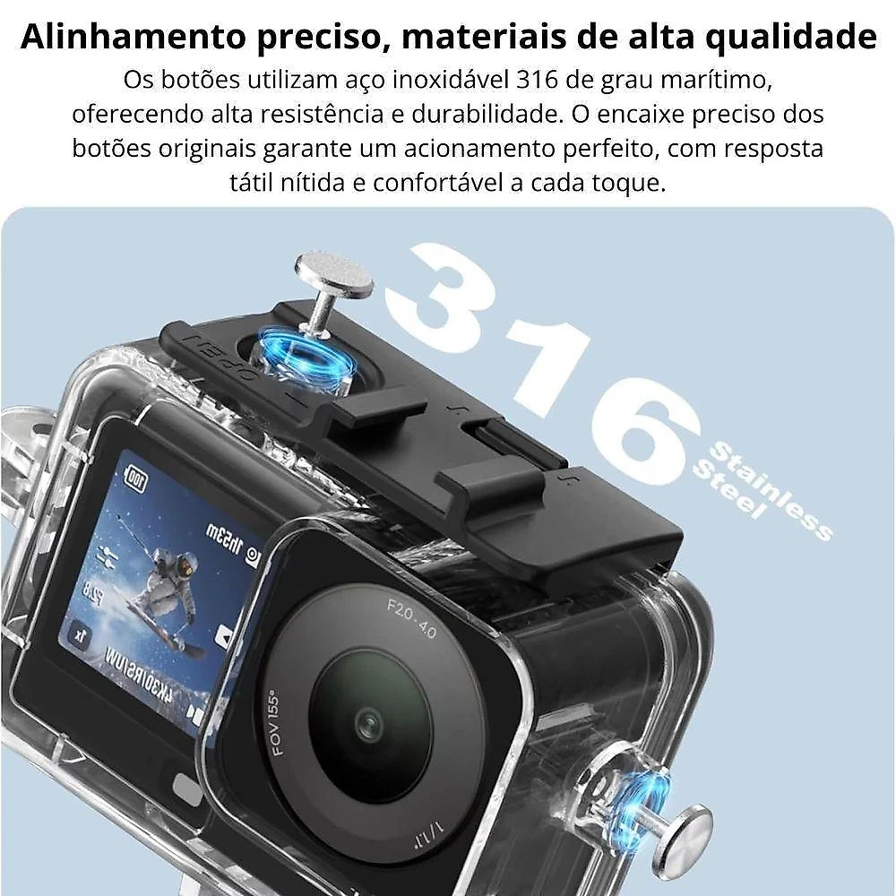 Caixa Estanque Shoot DJI Action 6 45M Vidro Temperado Transparente