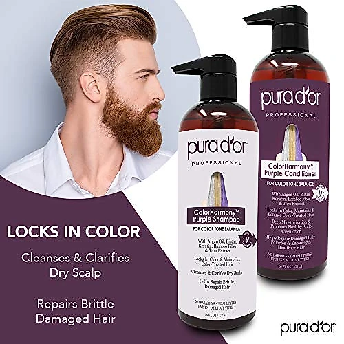 Shampoo e Condicionador Óleo de Argan Loiros Prateados Coloridos Homens Mulheres 473ml