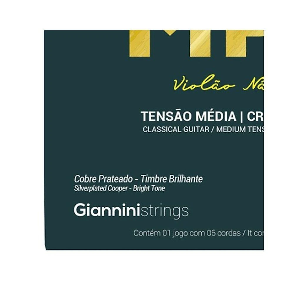 Encordoamento para Violão GENWS Tensão Média Náilon Cristal-Prata Giannini webcontinental-7898159186873